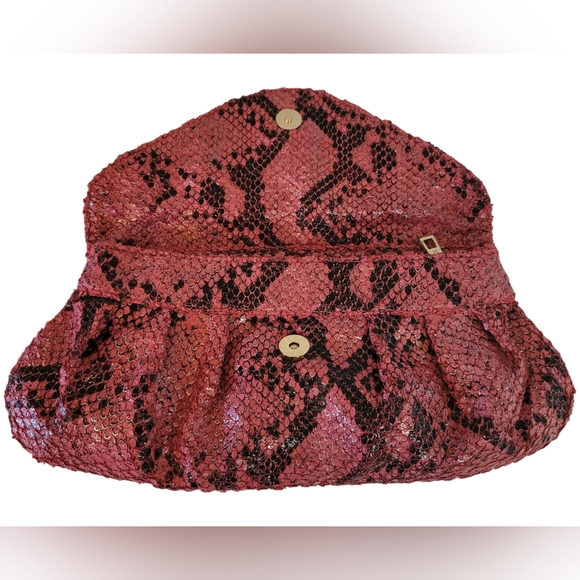 Urban Expressions Clutch Vegan Python Look, Red, Black, Gold Hardware - Picture 2 of 11